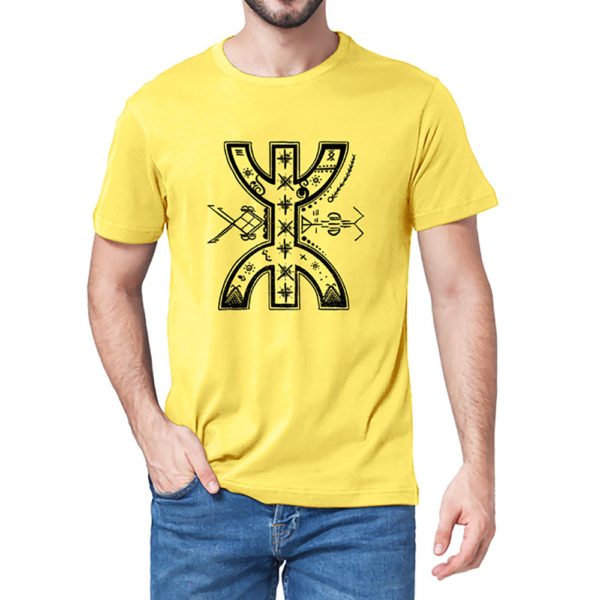 t-shirt homme signe amazigh jaune