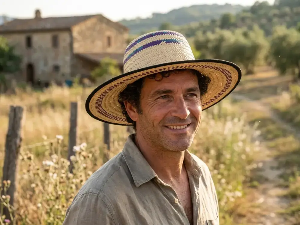 Chapeau en paille tressée – Style berbère traditionnel